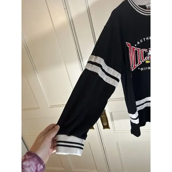 Vintage Mickey & Co. Hockey Style Sweatshirt Mens Size XL Black White Embroidery - Picture 3 of 9